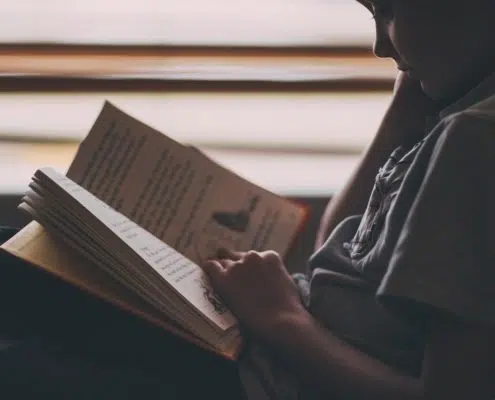 child reading a book